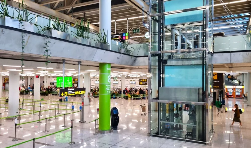 Inside Palma Airport's main terminal building